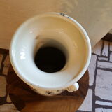 Vase faïencerie Hubert Béquet décor floral anses singes ou chats