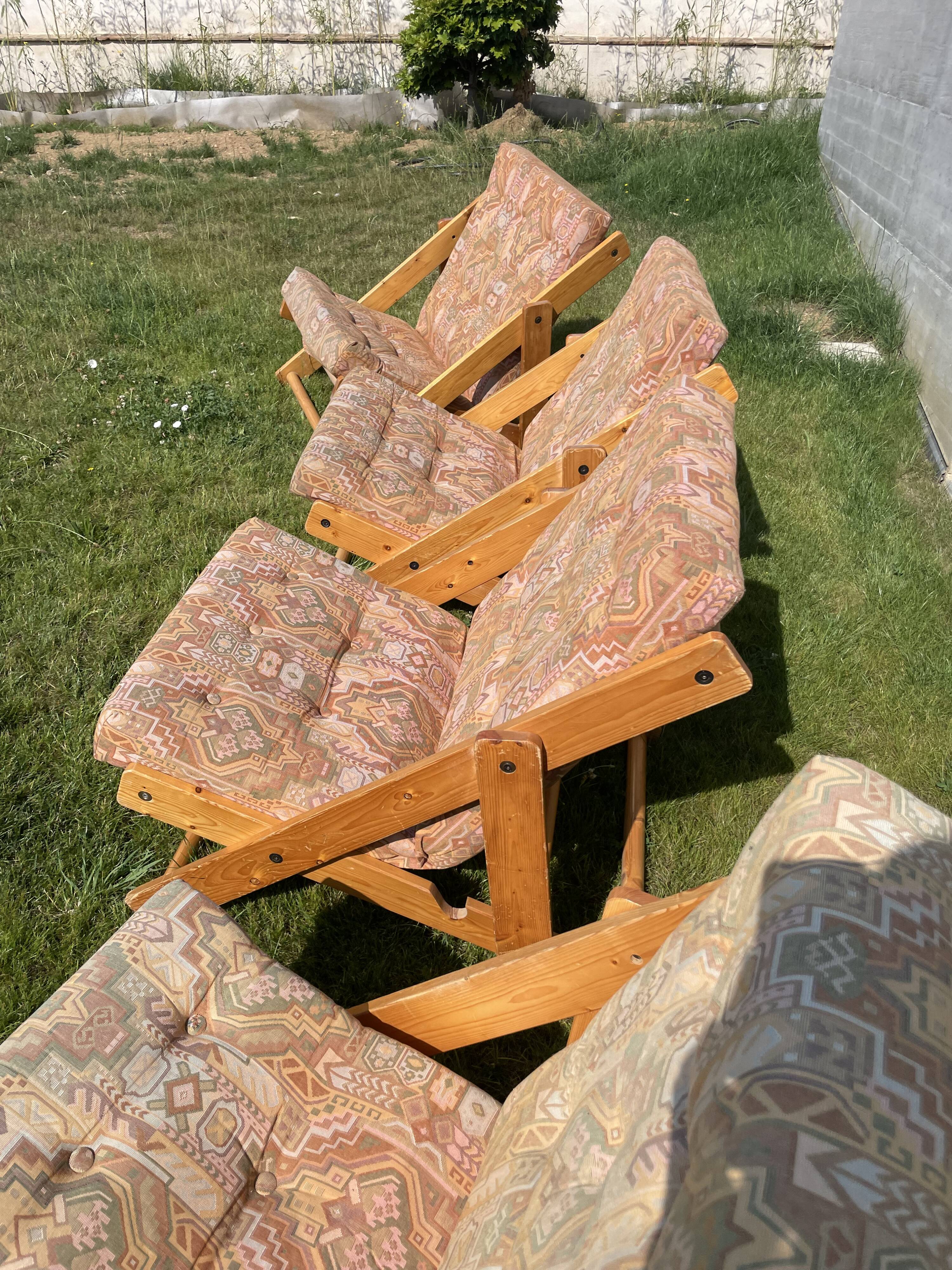 Lot 4 transats en pin Fatöli Kontiki Ikea 1970