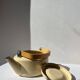 Vintage enamelled metal kettle in beige, Copco style.