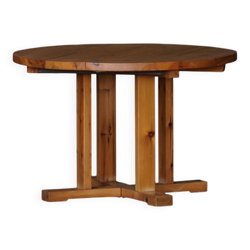 Modern Danish pine dining table with extensions, Denmark, 1970s.