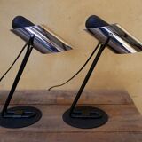 Pair of vintage chrome metal lamps