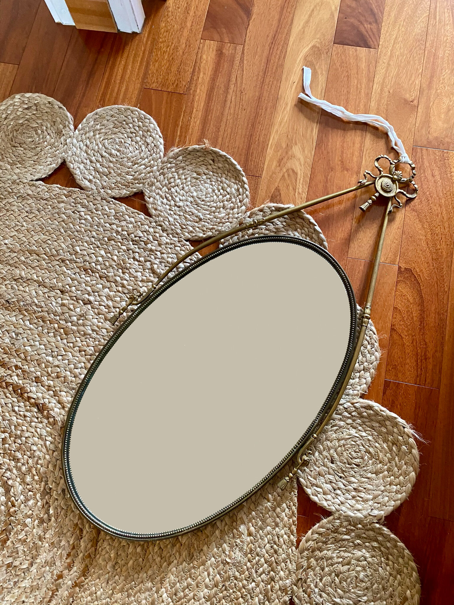 Italian brass oval mirror 60s