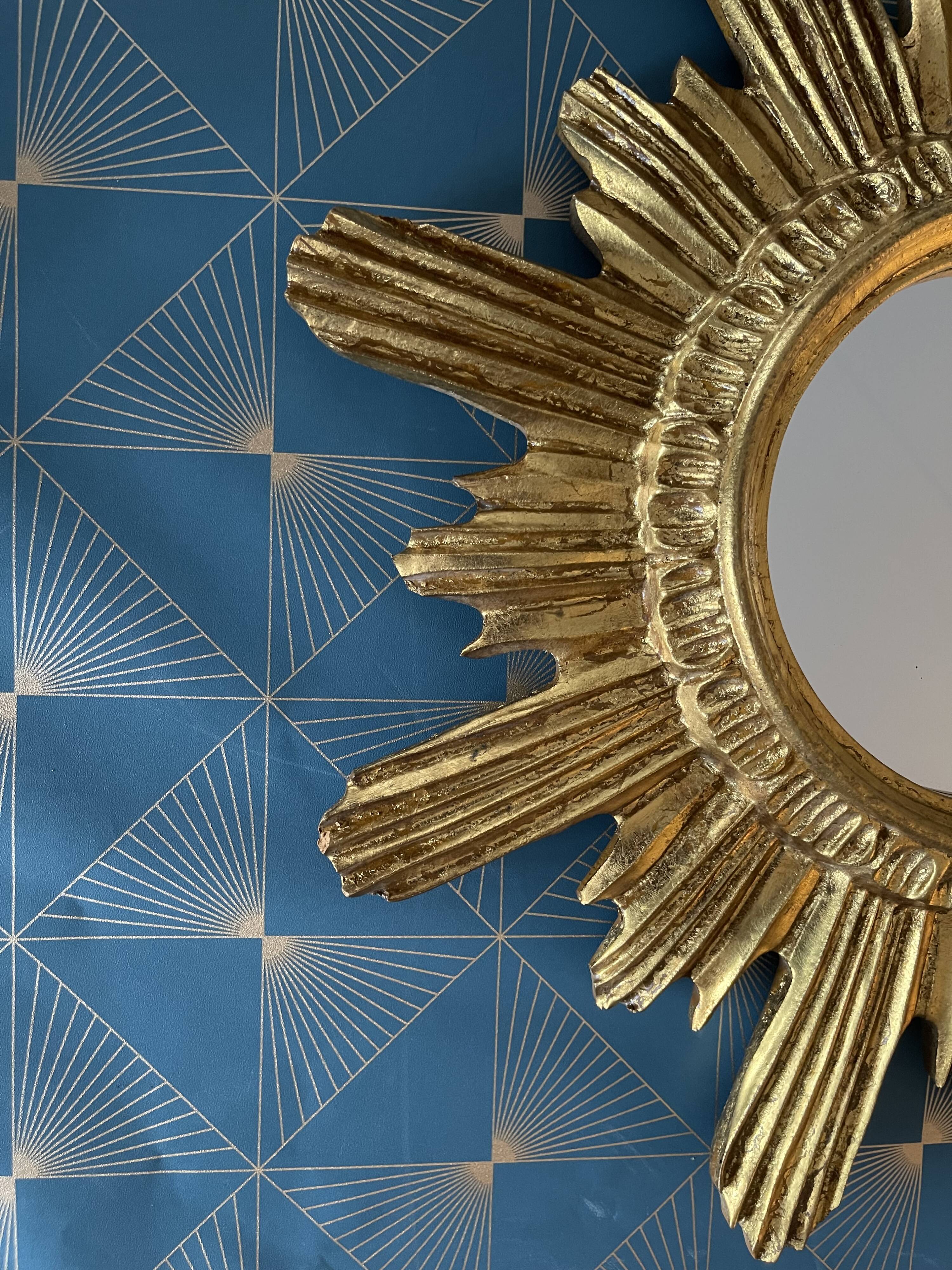 Golden wood sun mirror, 1960