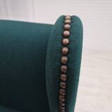 1970s, Danish high back armchair, furniture wool, solid oak wood.