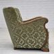 1960s, Danish armchair, green furniture velour, solid oak wood.