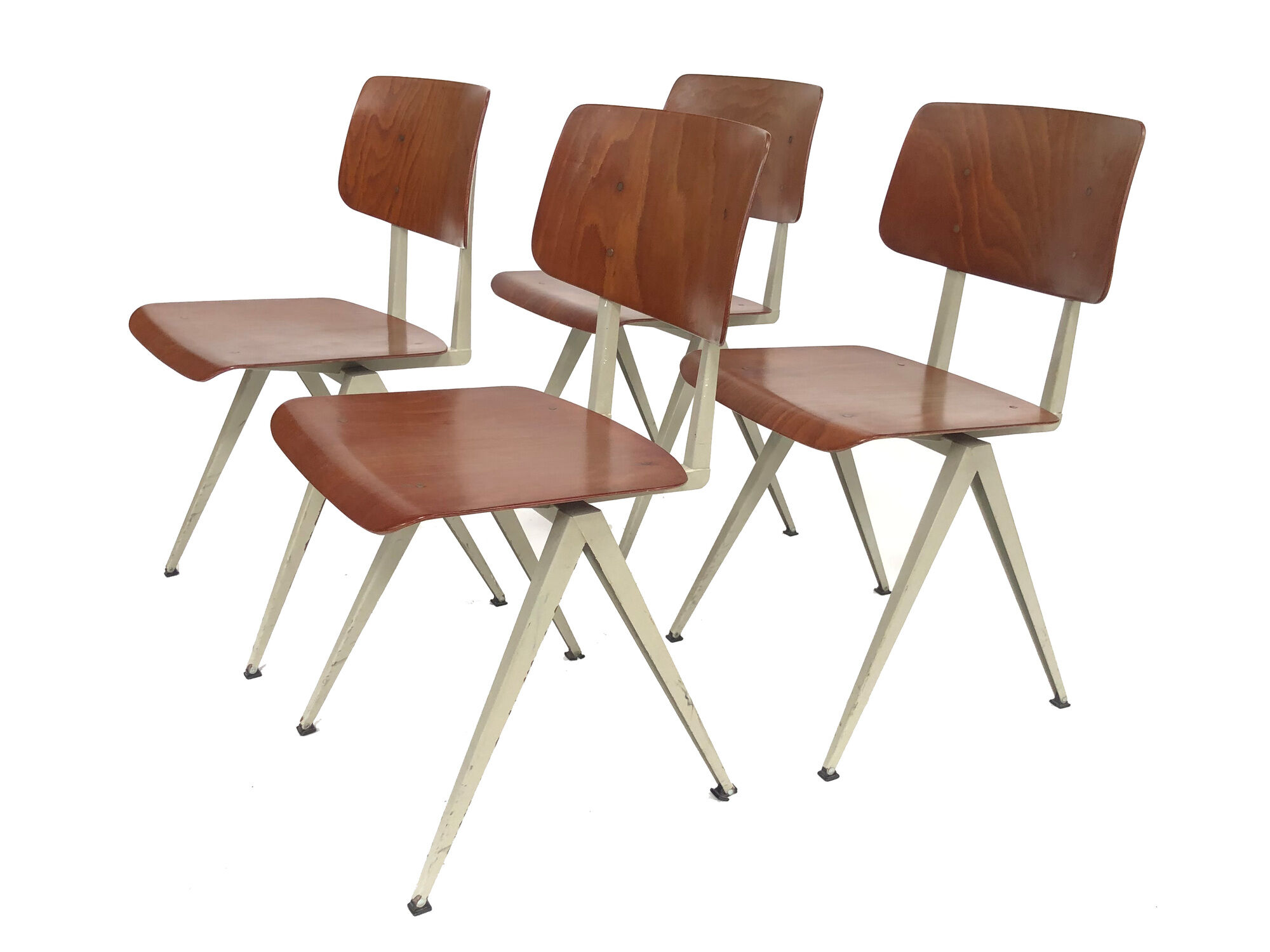 Lot of 4 vintage school chairs Galvanitas S16 Netherlands design