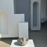 White and glossy brown two-tone ceramic bowl, matt earth
