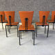 Ensemble de 6 chaises de salle à manger en cuir post-moderne, années 1970.