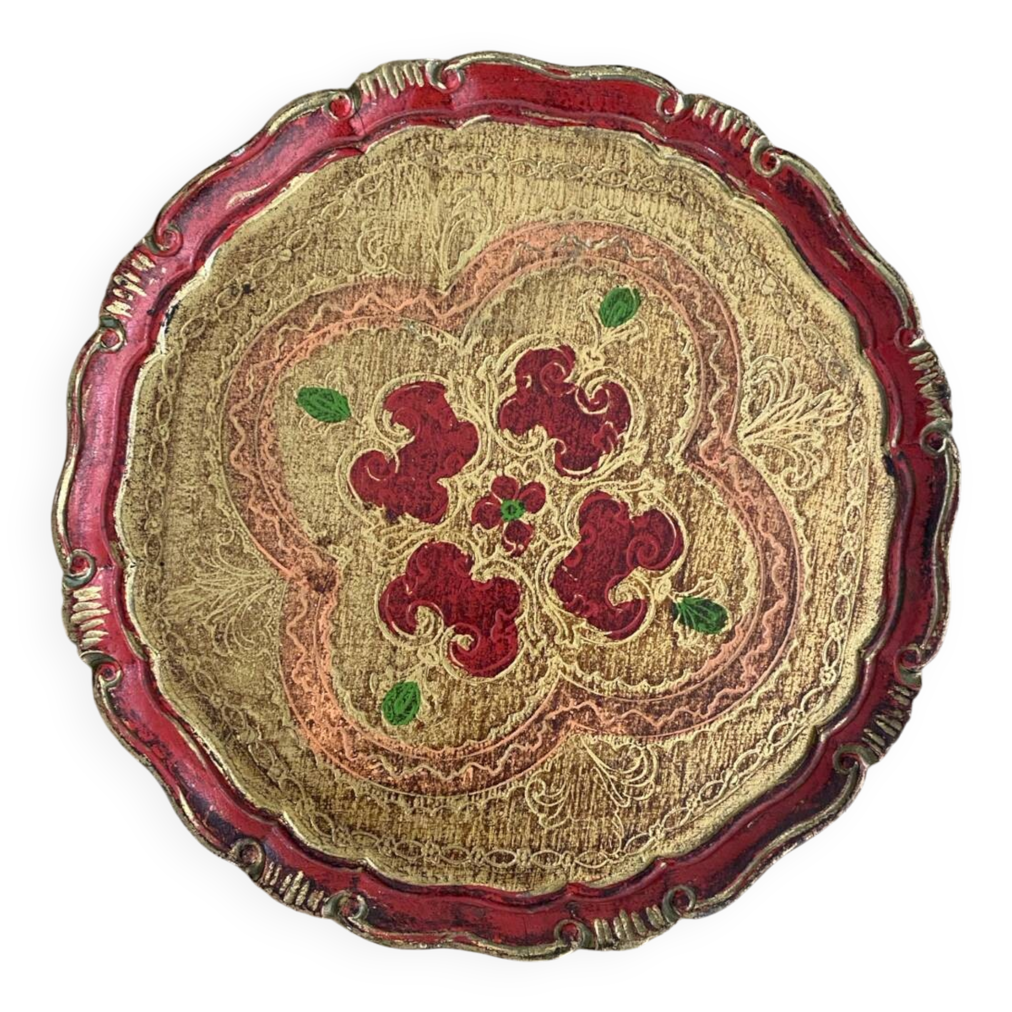Round tray in Florentine style.