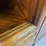 1940s Art Decò dressing table in blond walnut with sliding glass