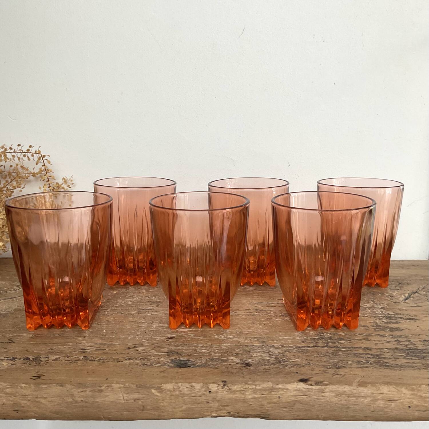 6 vintage “art deco” Rosaline glasses