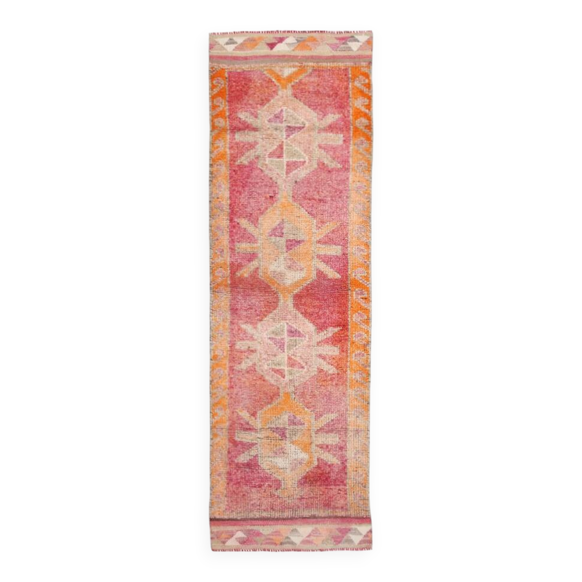 3x10 Turkish Red & Orange Vintage Runner Rug, 90x295Cm