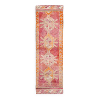 3x10 Turkish Red & Orange Vintage Runner Rug, 90x295Cm