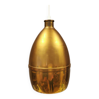 Old brass hanging lamp, which we believe is made from the drum of one of the very old coffee grinder