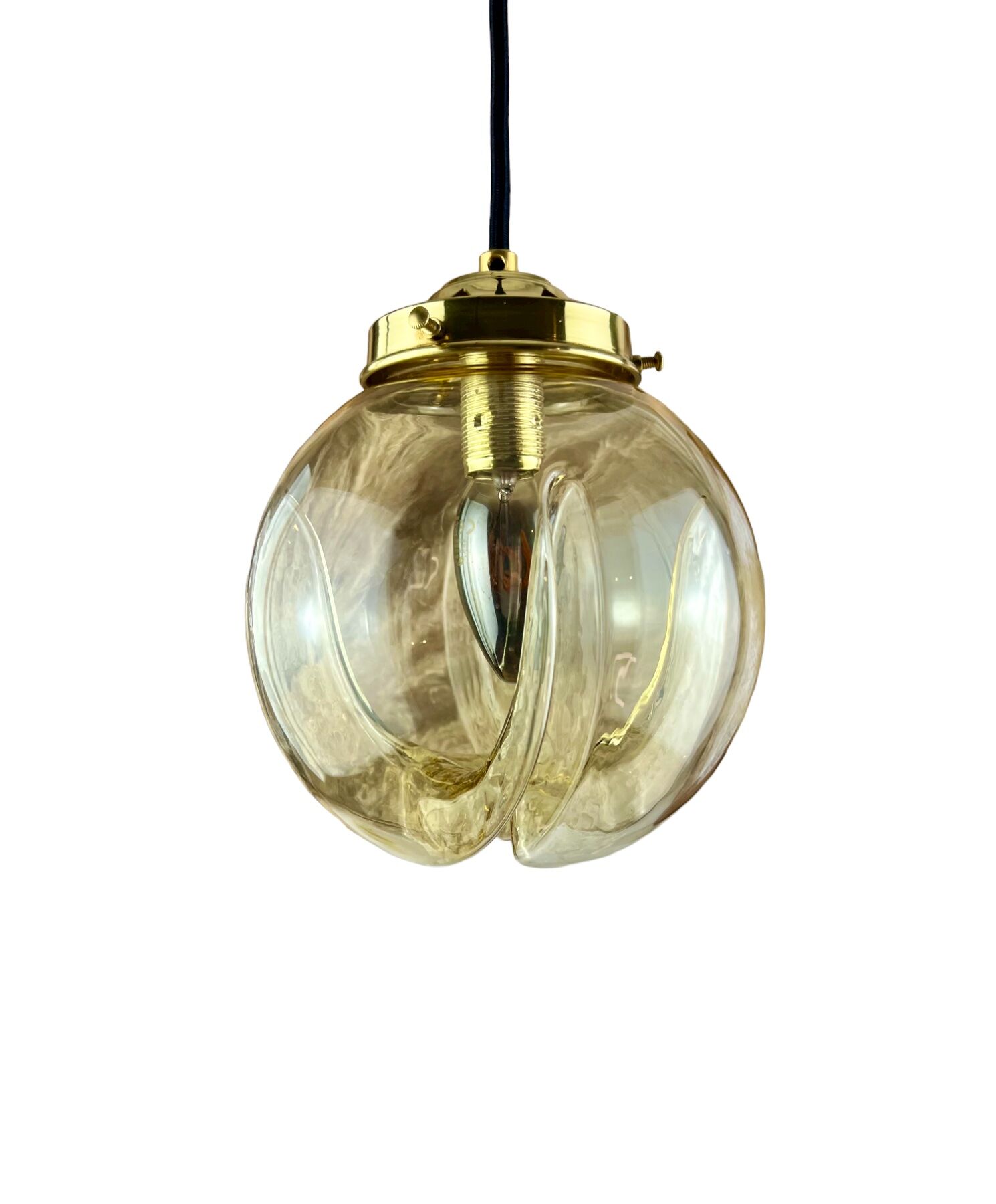Lamp walking/suspension lamp large globe vintage molded glassware Murano smoked yellow