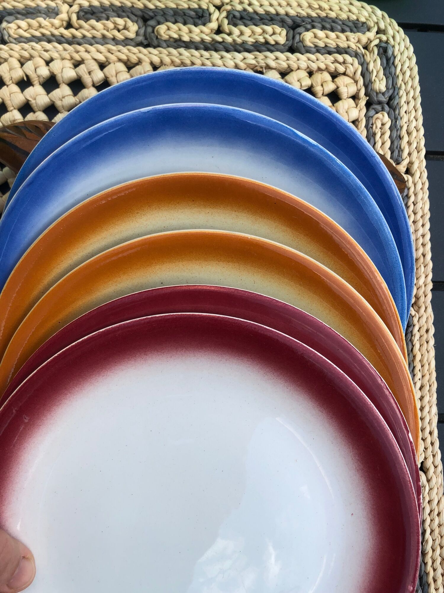 Set of 6 vintage desert plates Moulin des loups Orchies