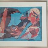 Tableau, peinture ancienne Mario Carletti composition Cubiste, XXeme s.