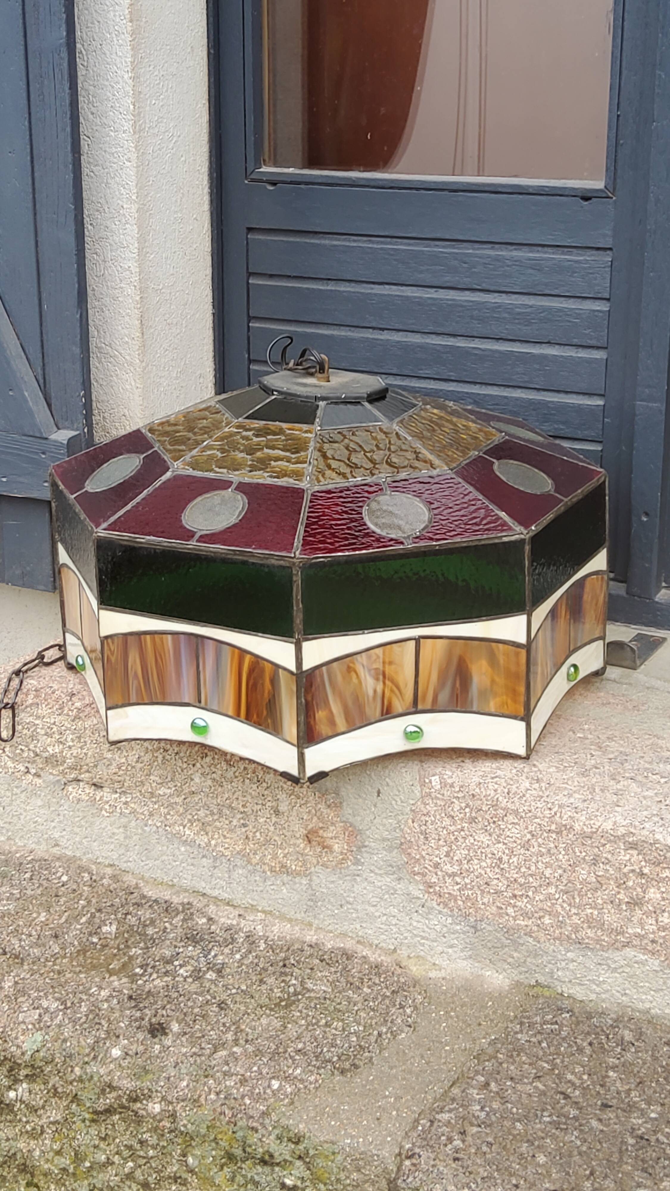 Art style stained glass suspension, diameter 58cm