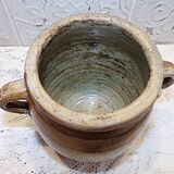 France 1930 - Antique glazed stoneware pot with handles - French countryside