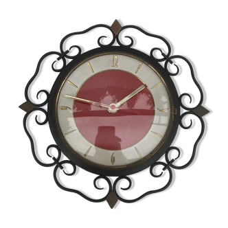 Pendule horloge ancienne Vedette en métal et pointes cuivre vintage
