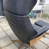 Leather  reclining chair and ottoman