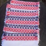 6 towels in Basque cotton patterns pink and indigo blue vintage