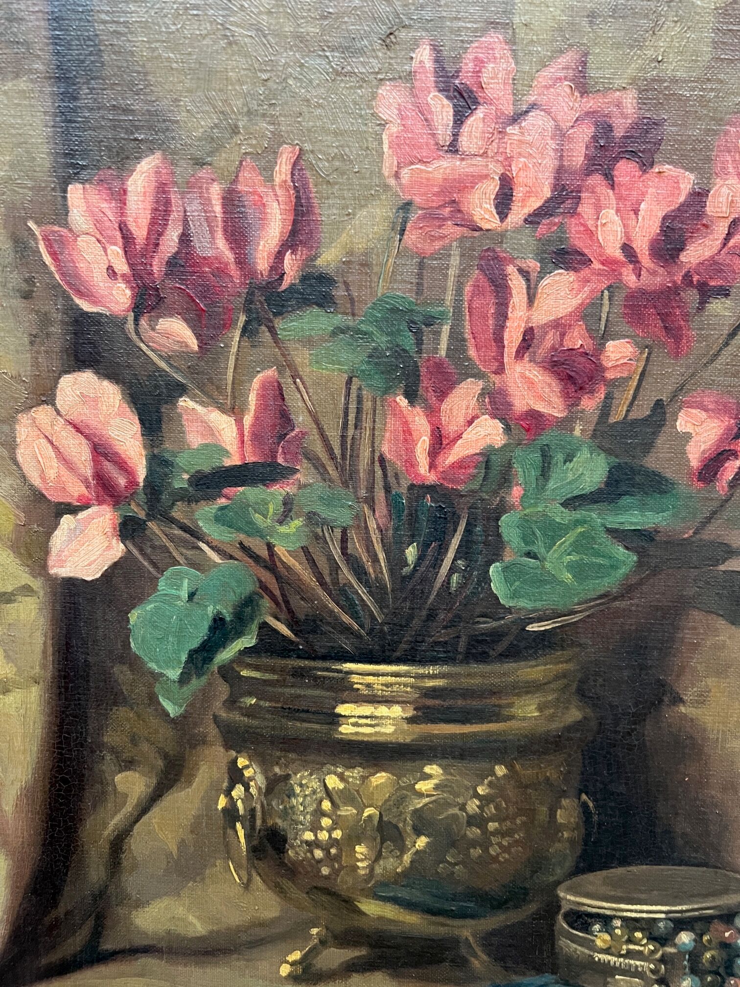 Oil on panel, Still life with flowers