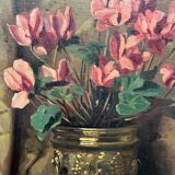 Huile sur panneau, Nature morte aux fleurs