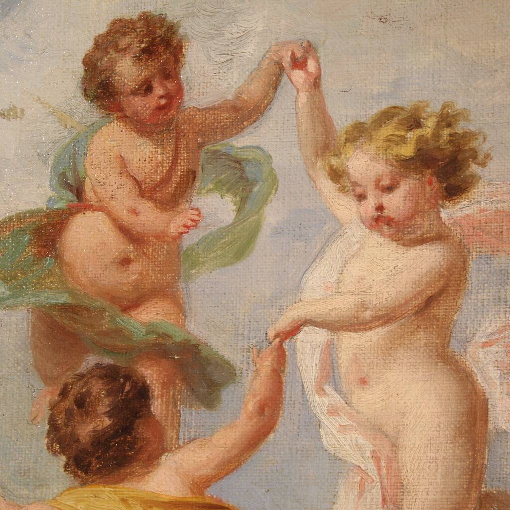 19th century Italian painting of a game of cherubs