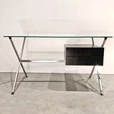 Chrome desk, glass and wood by Franco Albini for Knoll International.