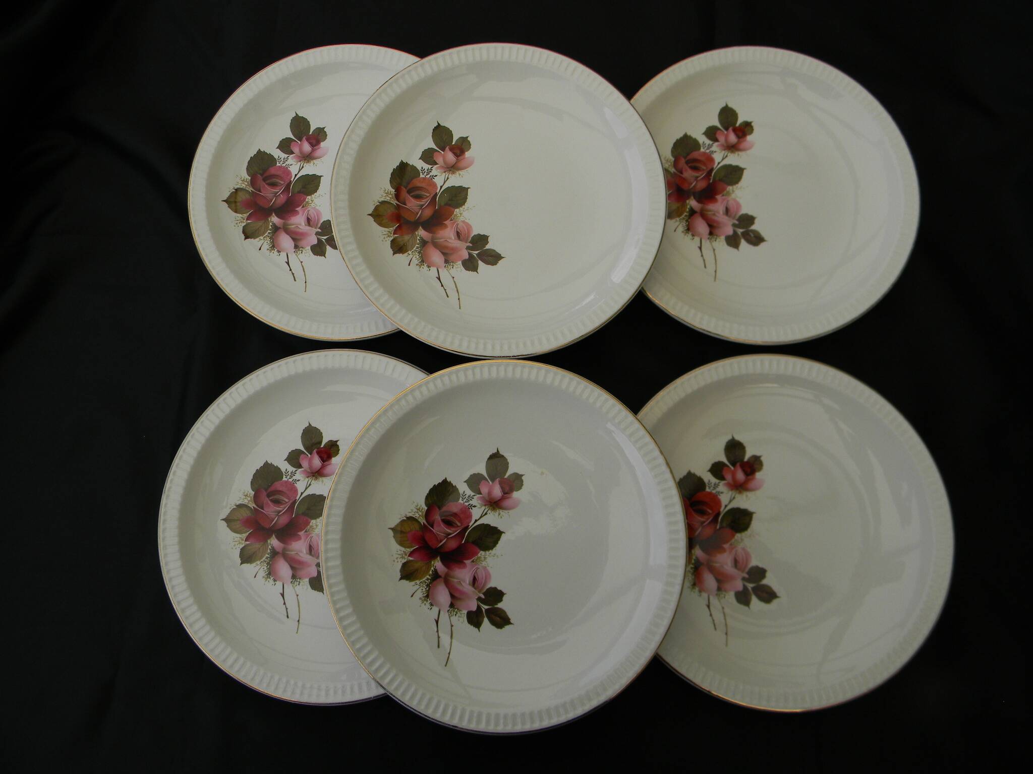 6 assiettes plates en faïence de SARREGUEMINES. Modèle Richemond.