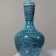 Covered vase or jar Persian glazed pottery Iznik turquoise painted vintage