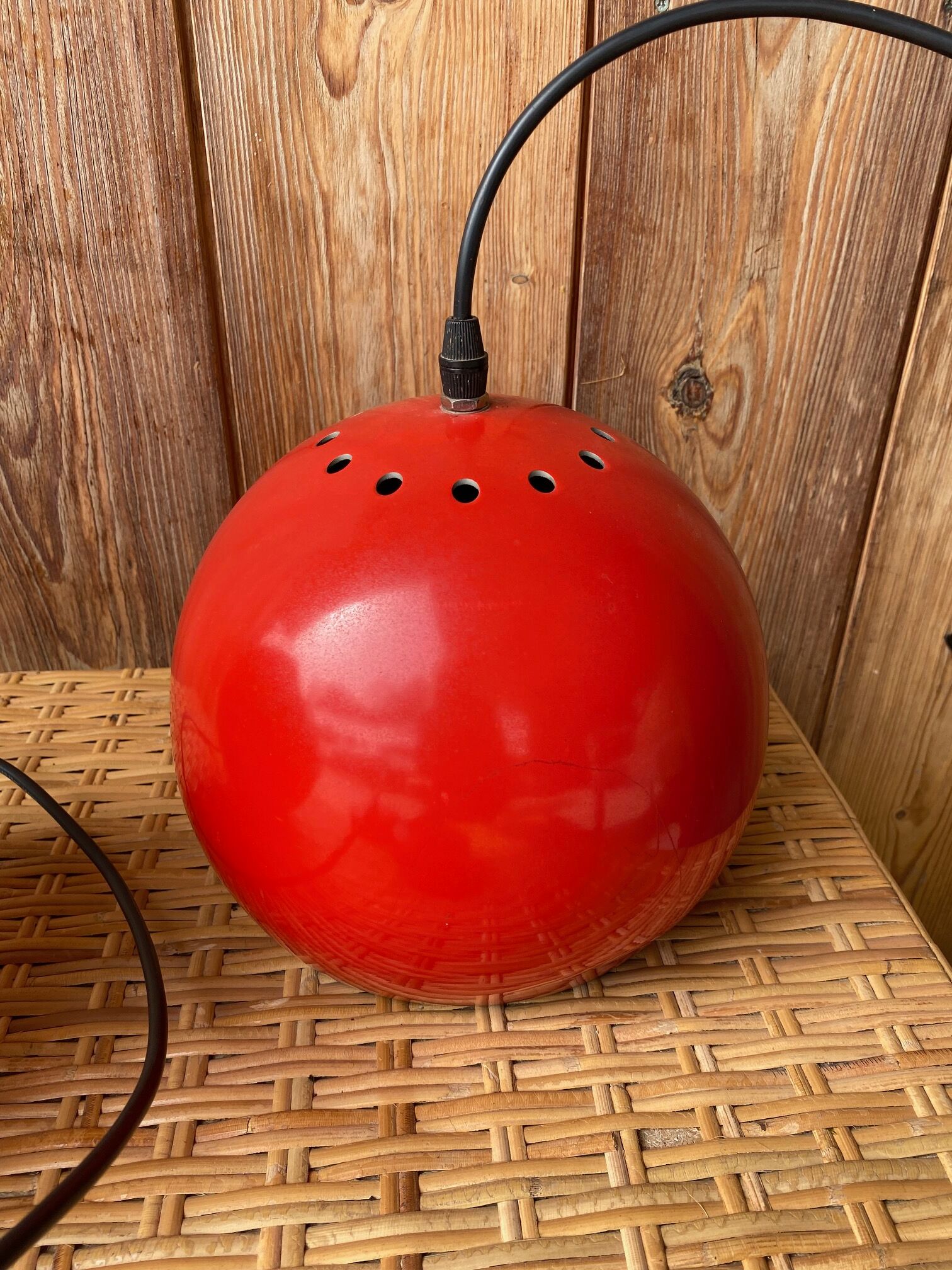 Pair of suspension red ball in metal annes 70