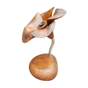 lampe fleur en bois 1950