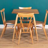 Retro Ercol Elm Blonde Model 395 Breakfast Table & Four 392 Windsor Stacking Chairs