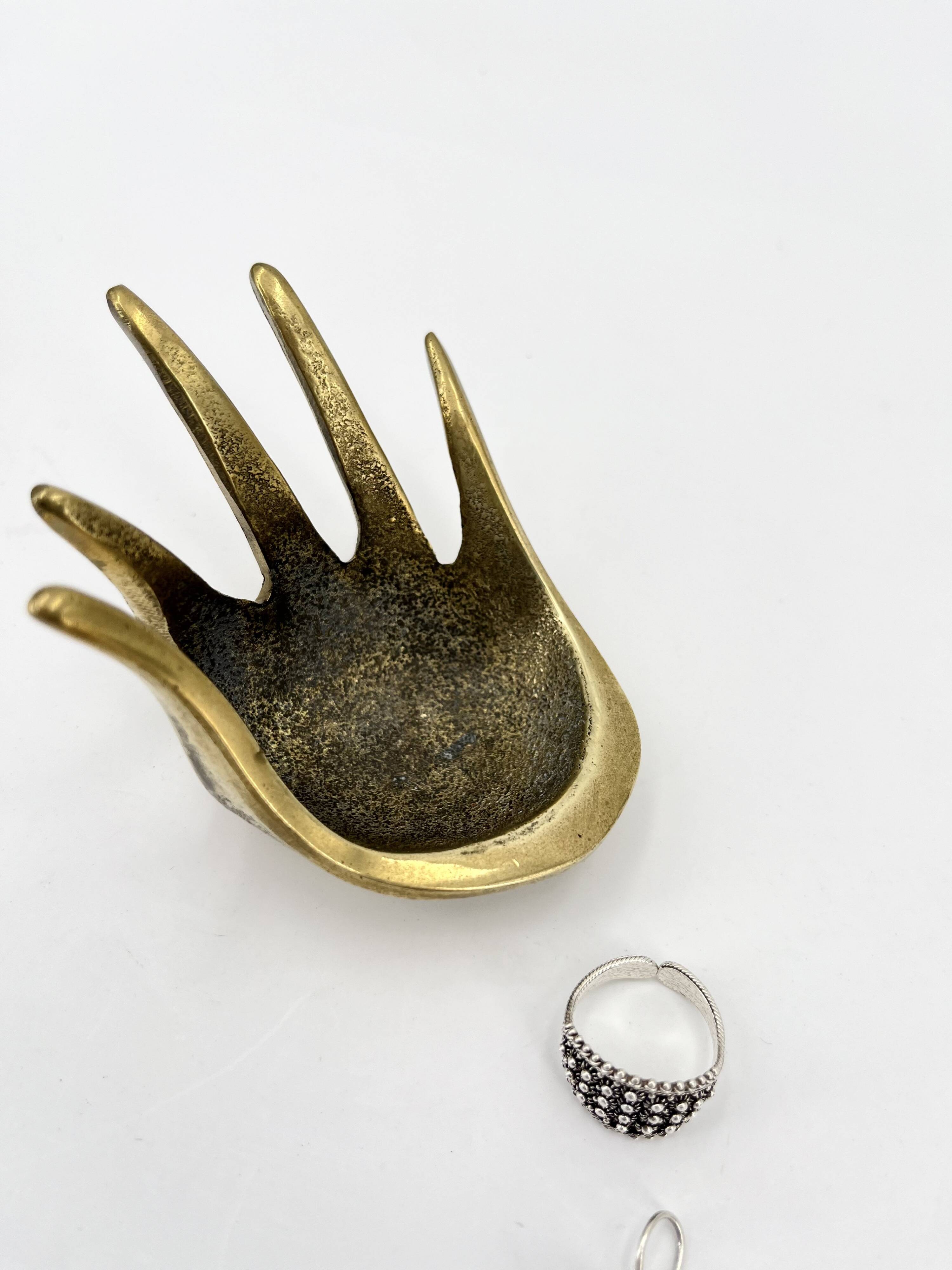 Brass Hand Ashtray, by Walter Bosse for Herta Baller, 1950s Austria