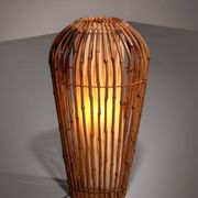 Midcentury Floor Lamp Rattan, Bamboo and Fabric Franco Albini, Italy 1960s