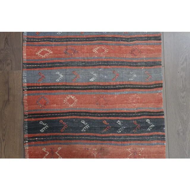 1970s Turkish Oushak Handmade Wool Cotton Red Runner Rug 74x338