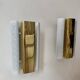 Pair of vintage wall lights, brass and white perforated metal, Hans Agne Jakobsson