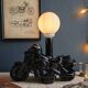 Vintage black ceramic motorcycle table lamp | Harley Davidson style