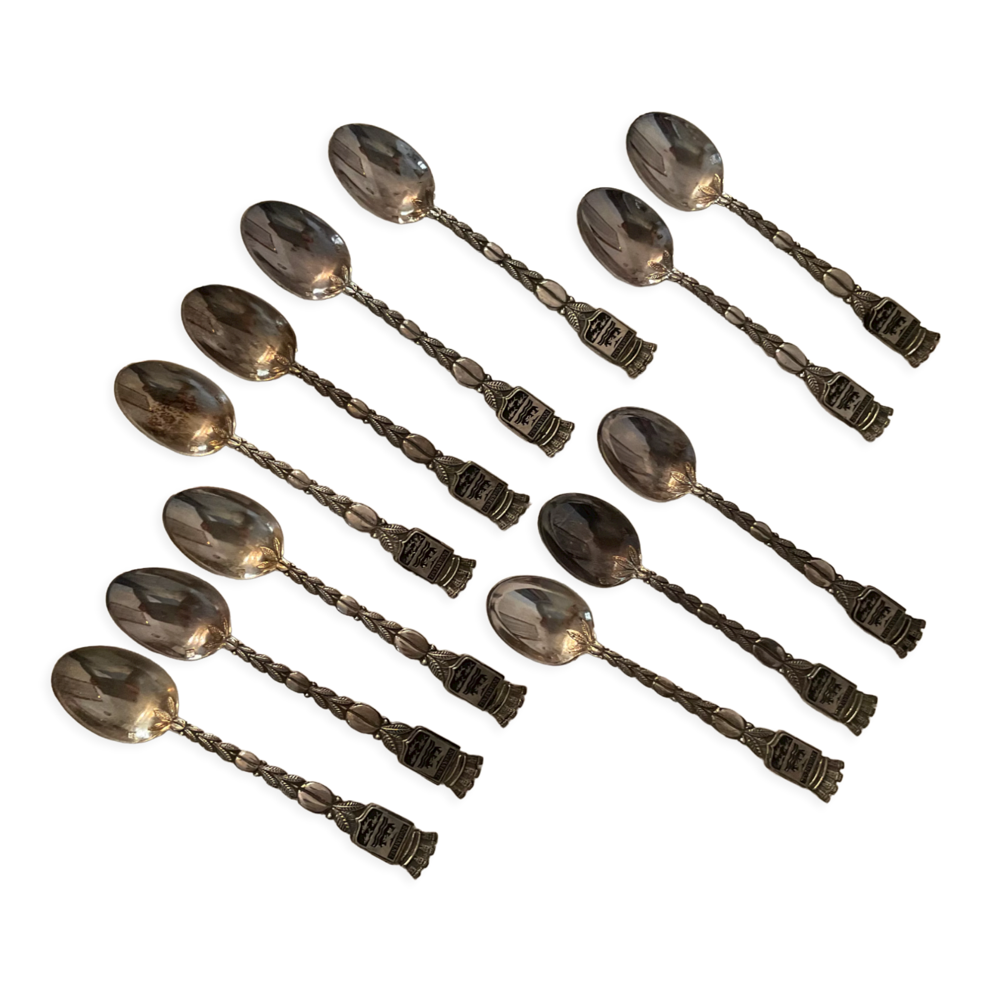 12 spoons, silver metal, douarnenez