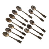 12 spoons, silver metal, douarnenez