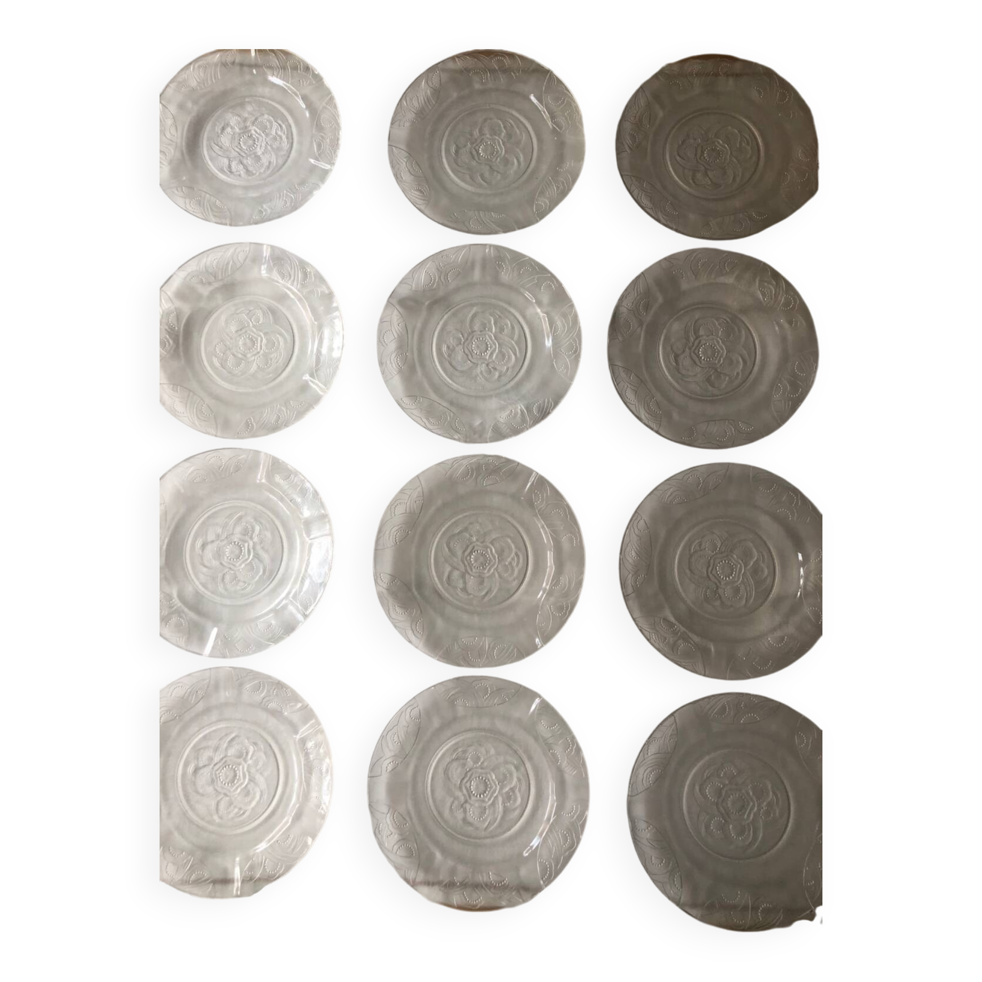 Série de 12 assiettes Sabino France verre opalescent Art Déco – modèl