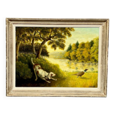 I. Grandidier. “Pheasant Hunting” painting. Oil on wood panel.