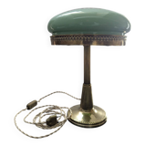 Antique Second Empire Napoleon III table lamp, 1870, brass and opaline glass