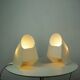 A pair of white plastic table lamps by Cini Boeri for Stilnovo, Italy.