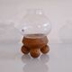 Scandinavian glass and wood candlestick 1960