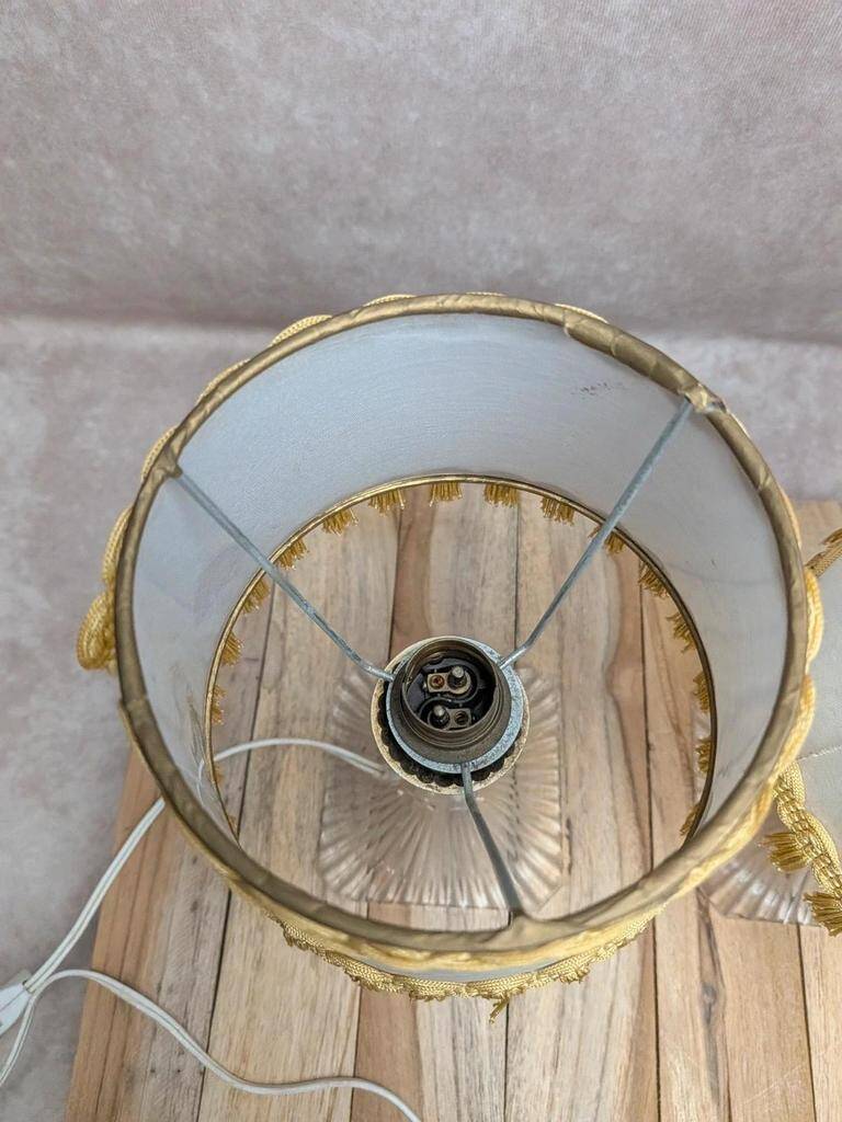 Pair of vintage lamps in plexiglass and gold metal