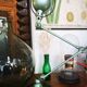 Old green metallic Jieldé lamp