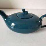 Vintage design teapot – cat model – duck blue glazed ceramic
